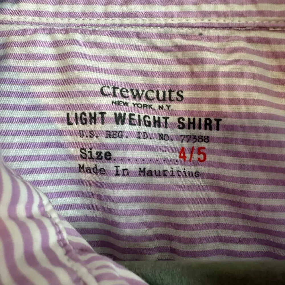 Crewcuts Purple Striped Light Weight Button Down Shirt Boys 4 5 4T 5T